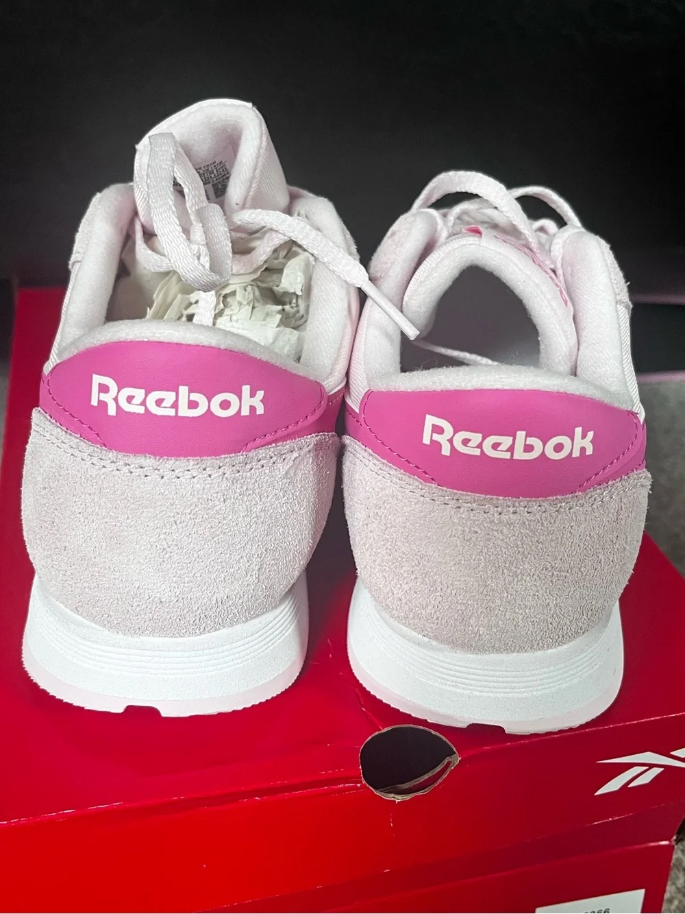 Reebok Kids CL Nylon Sneakers - White & Pink
